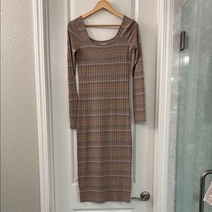 Billabong Brown Plaid Long Sleeve Dress